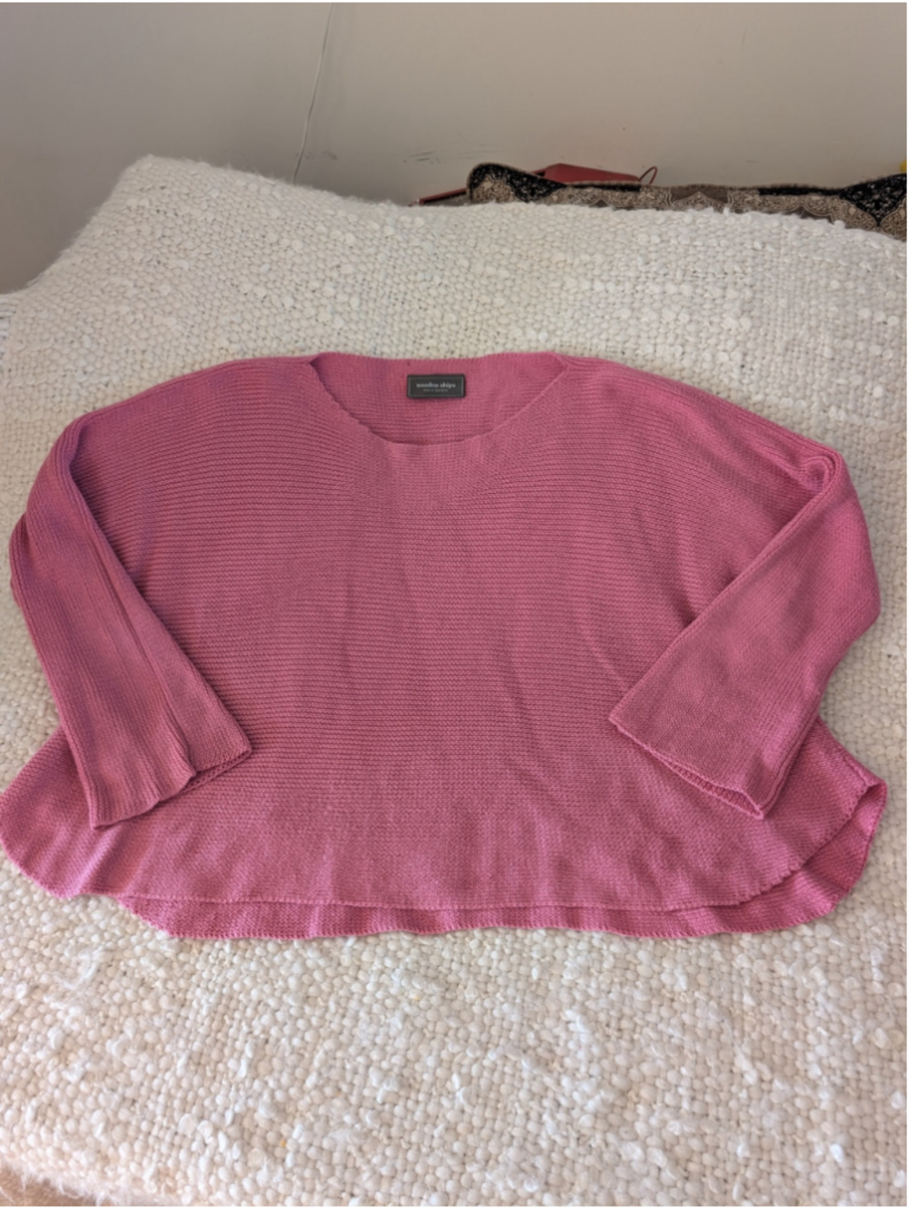 Women's Wooden Ships Pink Scoop Neck Knit Sweater Size S